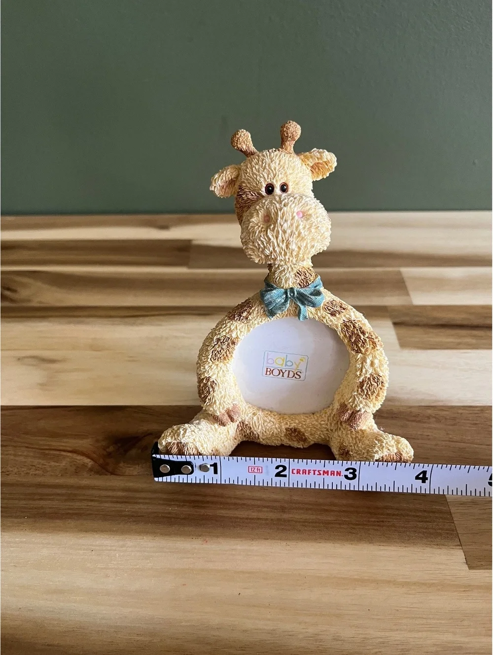 Baby Boyds Giraffe  Photo Frame with Blue Bow Tie - 5.5 Inch Height